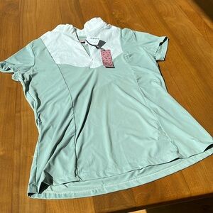 Hannah Childs, size M, show shirt, with zip front, Seaglass color
